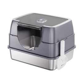 Fully Enclosed Stainless Steel Cat Litter Box White - 2025 Top Pick, Odor Lock, No Litter Scatter, Easy Clean (Option: Gray)